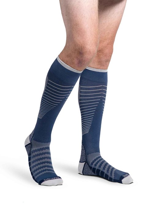 Unisex Motion Flow Tech Compression Socks 20-30mmHg - for Men & Women - Graduated Stockings for Varicose Veins, Edema, Athletes, Pregnancy, Travel, Nurses, Runners & DVT - Deep Sea - Medium Long
