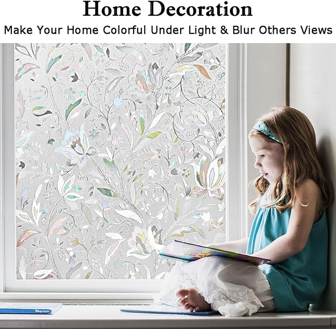 Kromapolis Window Film, Window Privacy Film, Window Vinyl Glass Covering, Stained Glass Decorative Film, Window Film Privacy Frosted Static Clings, Non-Adhesive, No-Glue (23.6 x 118.1 inch)