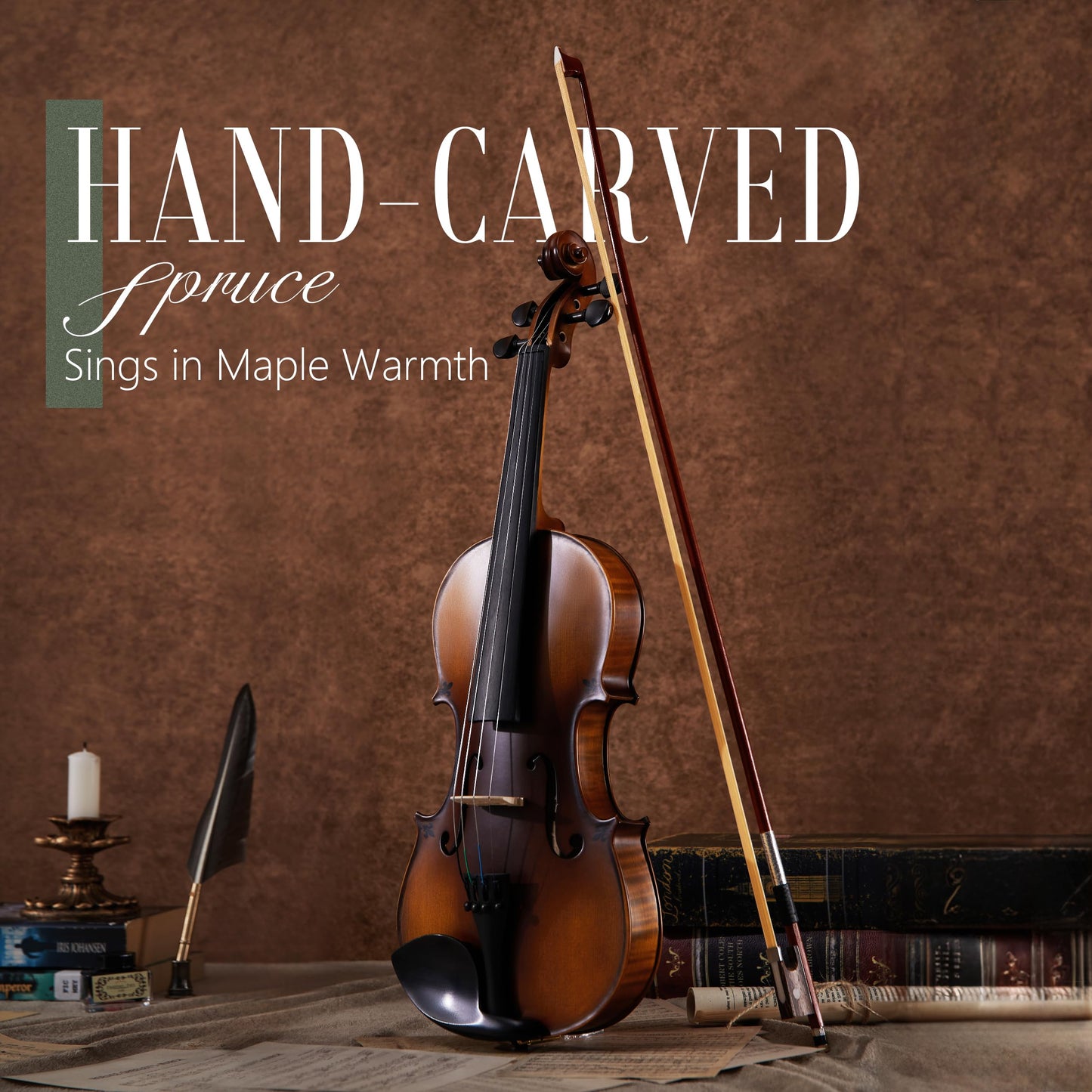 Aklot Handcrafted Flamed Maple Violin: Full Size Fiddle, Acoustic Advanced Violin Kit With Ebony Bow, Solid Wood Shoulder Rest,