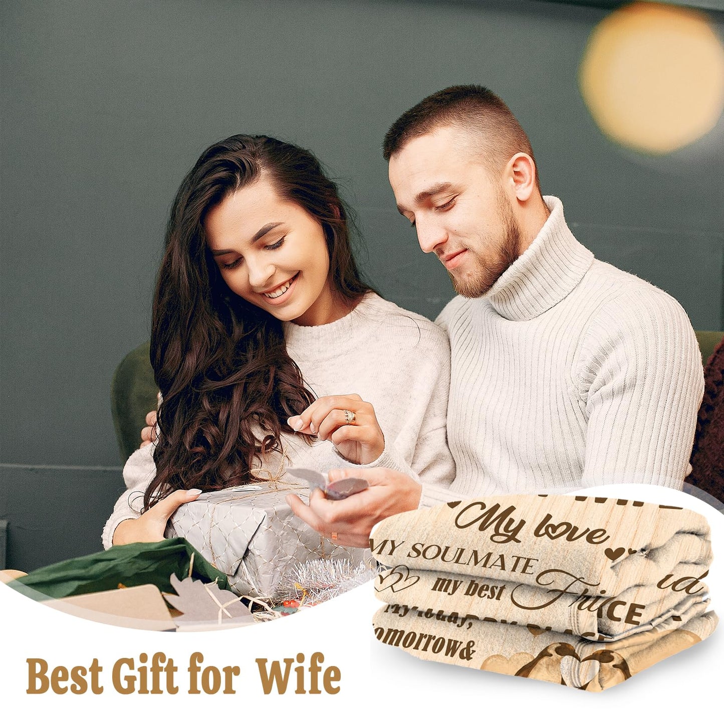 Ueedklaayy Gift for Wife, Birthday Gifts for Wife from Husband, Romantic Wedding Anniversary Blanket Gifts for Her, Wife Gifts for Valentines Day/Birthday/Anniversary, to My Wife Blanket