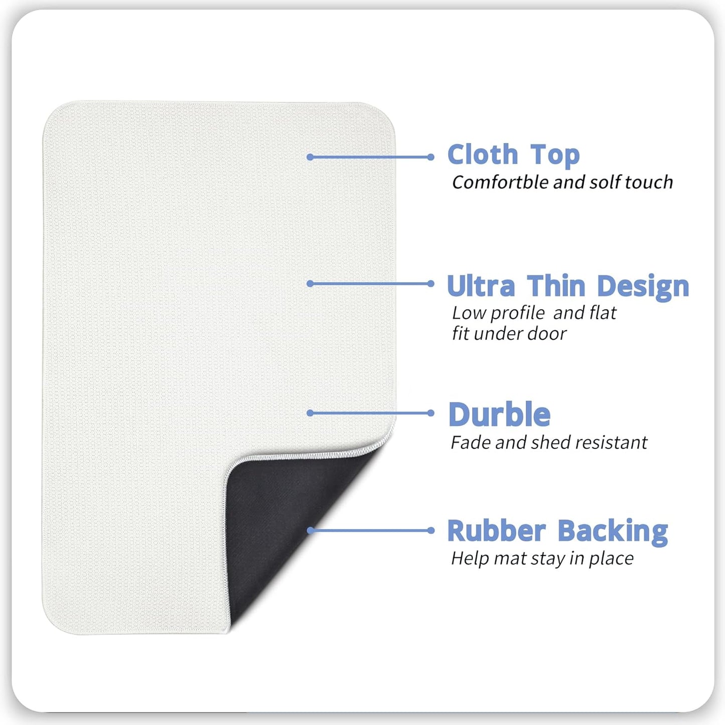 Bath Mat,Ultra Thin Bathroom Rugs,Rubber Bath Mats for Bathroom,No Slip Bath Rugs,Quick Dry,Machine Washable,Low Pile,Absorbent,Shower Outside,Sink,Home Decor Accessories.White,1'5"x2'3"(17x27inch)