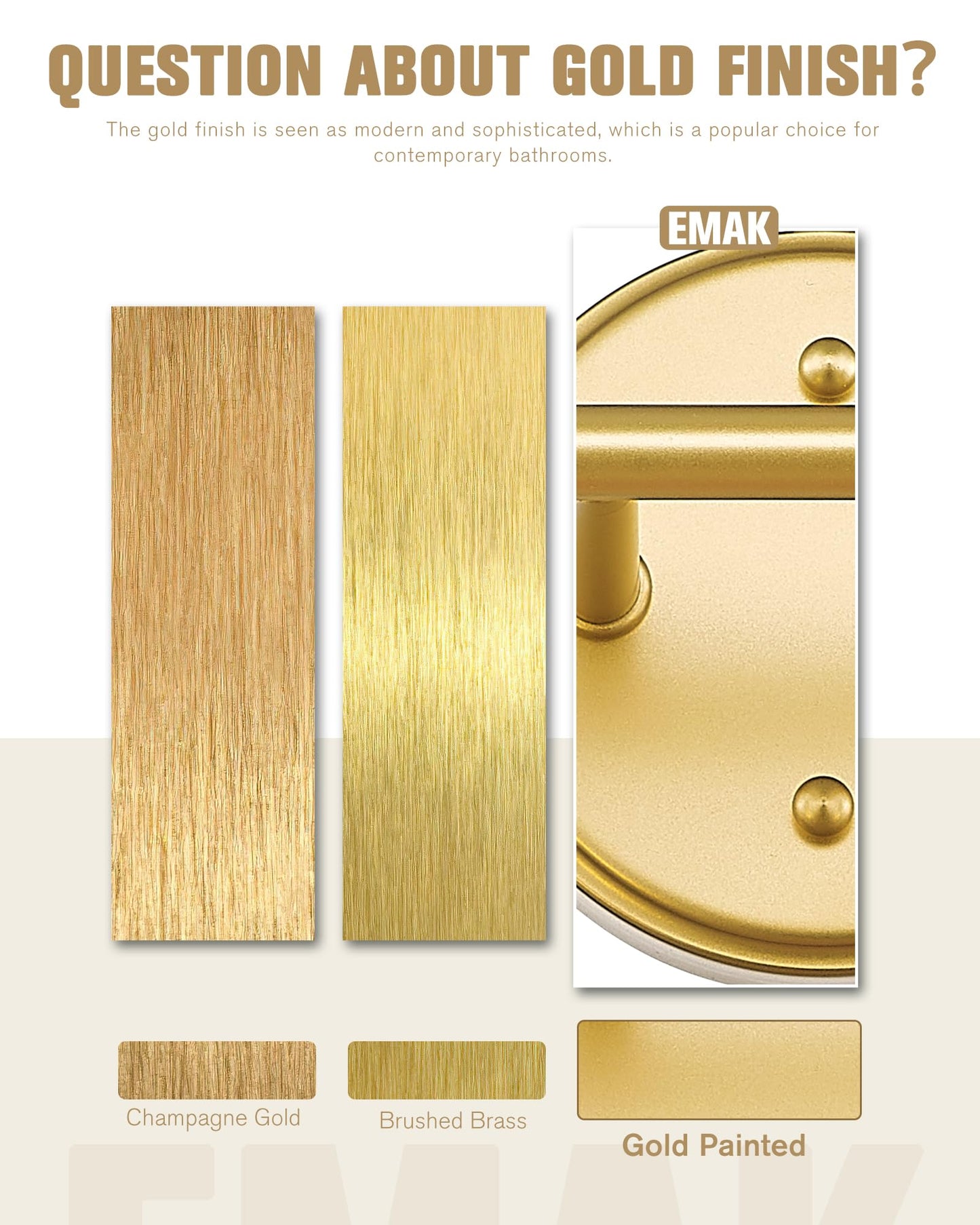 Emak 22 Inch Gold Bathroom Light Fixtures Over Mirror, 2 Light Bathroom Vanity Light with Milk Glass Shade, Modern Wall Sconce Set of Two for Bath, Hallway, VL085-GDL-ML-2-2PK