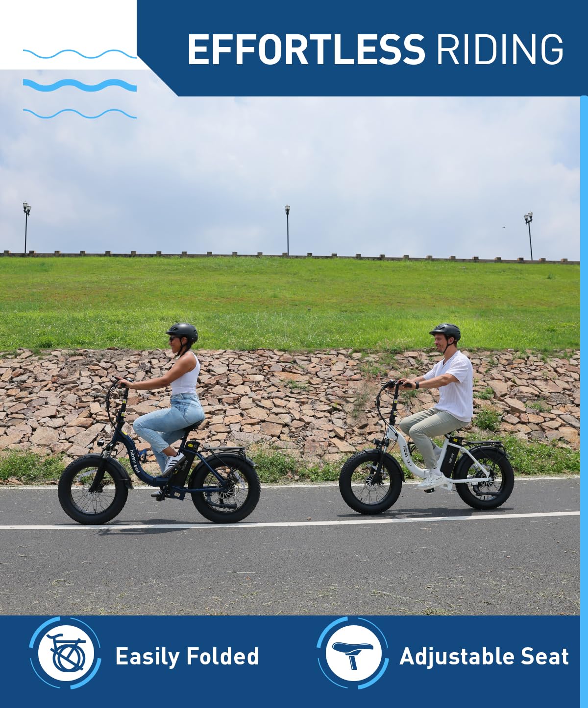 Hiboy EX6F Folding Electric Bike for Adults – 750W Motor, 20x4.0 Fat Tires, Removable Battery, 7-Speed, LCD Display, Phone Mount for Commuting & Adventure (White)