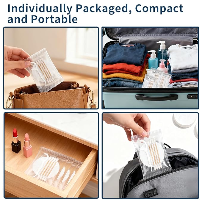 Vanity Kits Bulk, Hotel Vanity Individually Wrapped, Vanity Kit With Cotton Pads, Cotton Swabs And Dental Floss, Suitable For Travel, Hotels And Home Use (200 pcs)