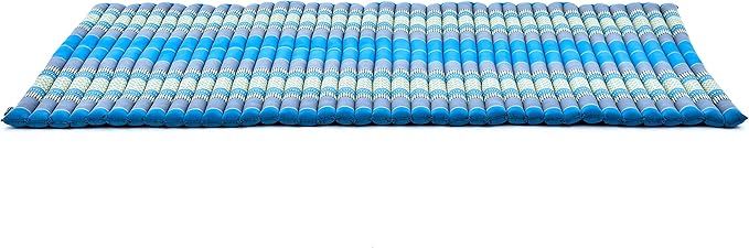Leewadee - Foldable Floor Mattress - Japanese Roll Up Futon -Trifold Tatami Mat- Guest Floor Bed - Camping Mattress - Thai Massage Mat, Kapok Filled, 75 x 39 inches, Light Blue