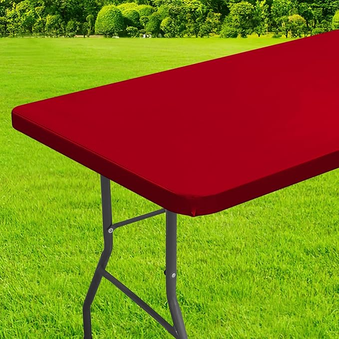 homing Rectangle Table Cloth Cover, Waterproof Polyester Elastic Fitted Tablecloth, Fits for 6 Foot Folding Tables, Washab...