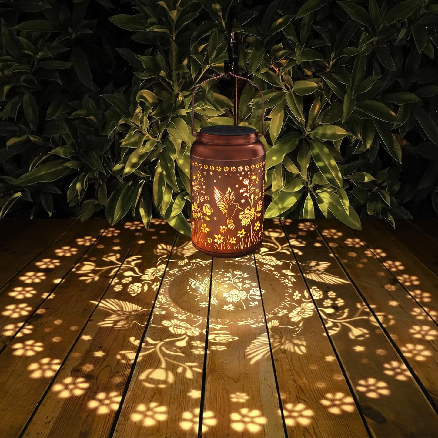 Tepaken Solar Lanterns Outdoor Waterproof Hummingbird Garden Decor Birthday Gifts for Women Mom Grandma Hanging Solar Lights Metal Solar Decoration Outside for Yard, Patio, Backyard, Porch