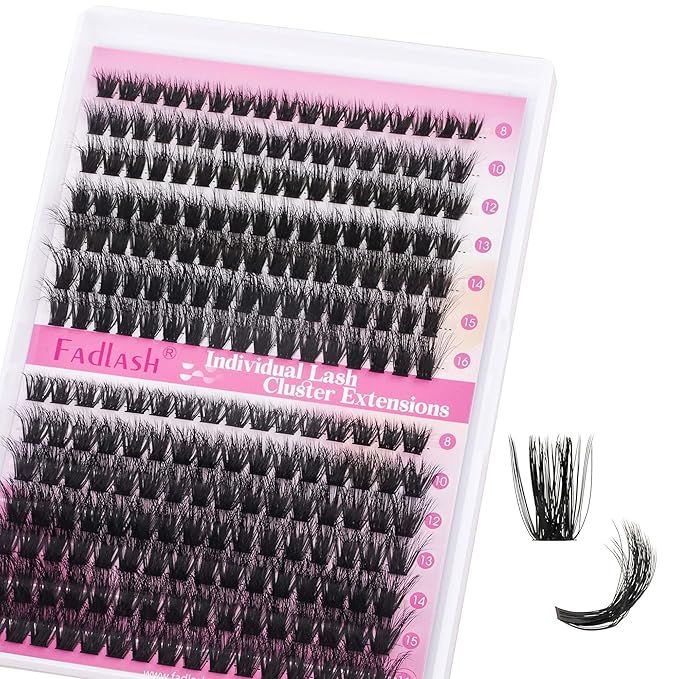 FADLASH Lash Clusters 80D+100D Fluffy Eyelash Clusters 8-16mm Individual Lashes Cluster Eyelash Extensions 3D Effect Wispy 280pcs Thick Lash Extension Clusters (80D+100D-0.07-D, 8-16mm)