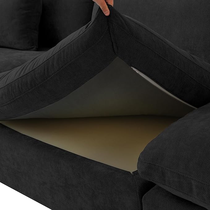 WJShome Cloud Couch for LivingRoom,190" U Shaped Modular Sectional Sofa with Ottoman,Down Filled 9 Seater Convertible Sleeper Sofa Bed Oversized Furniture Sets,Black