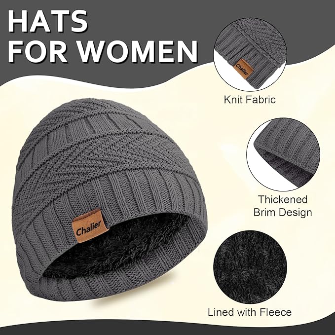 Winter Hats for Women Beanie Hat Warm Thick Knit Skull Cap Hat and Scarf Gloves Sets