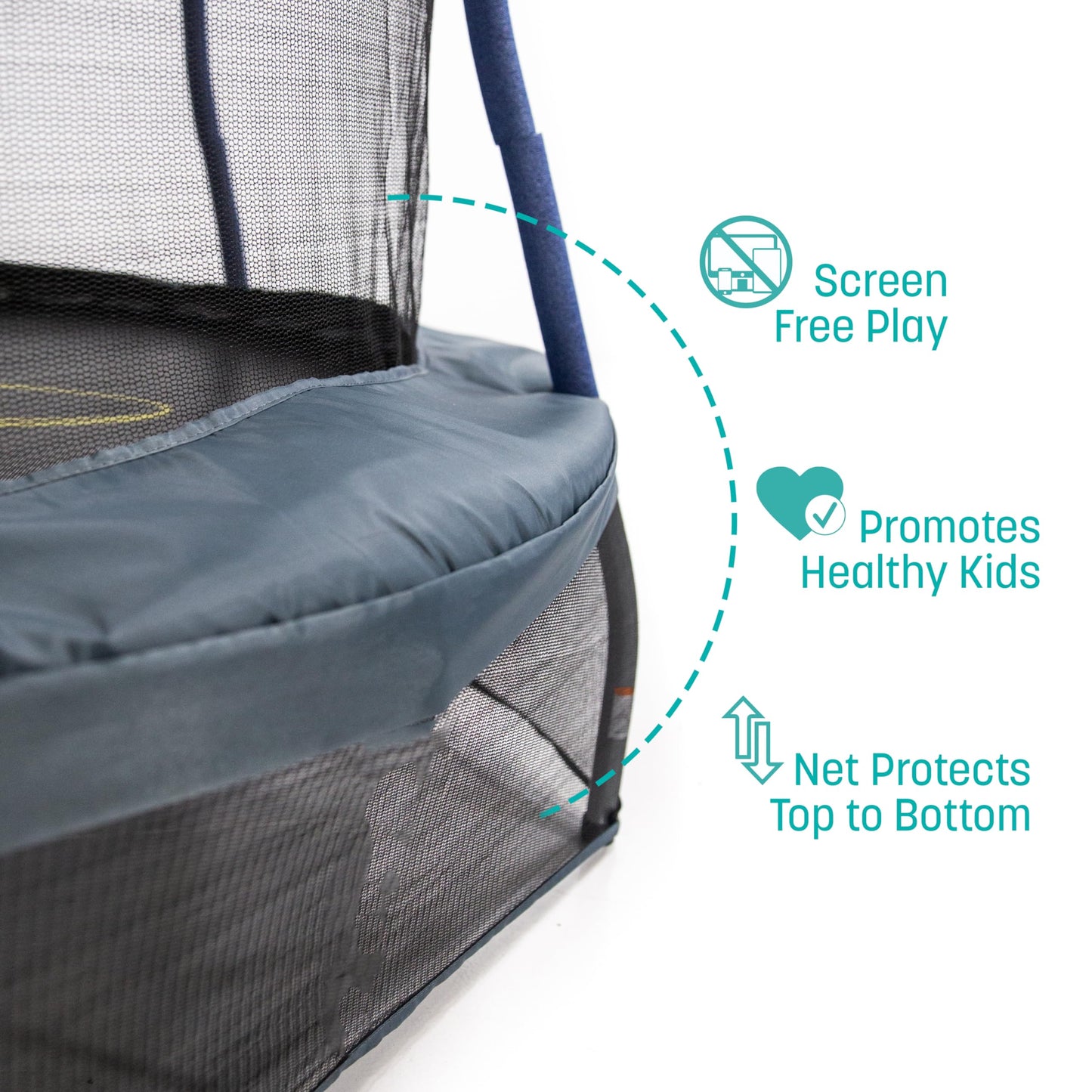 SKYWALKER TRAMPOLINES 60" Round, Indoor Outdoor Mini Trampoline for Kids Toddler Bouncer with Enclosure Net, Padded Frame, Cover and Handlebar, No-Gap Safe Design, Space Adventure