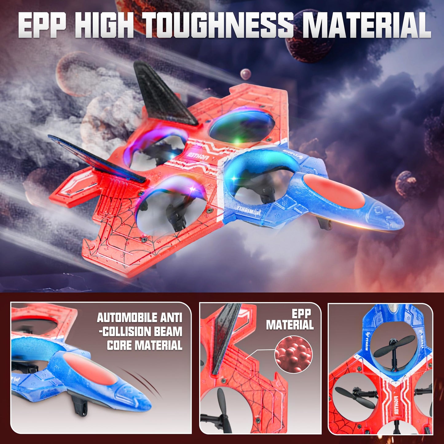 BEZGAR Drones for Kids | 2.4GHZ RC Plane, Spider Toys for Boys, Remote Control Spider, Remote Control Airplane, RC Helicopter, 360° Flip Fighter Jet Toy, Toys for ages 8-13