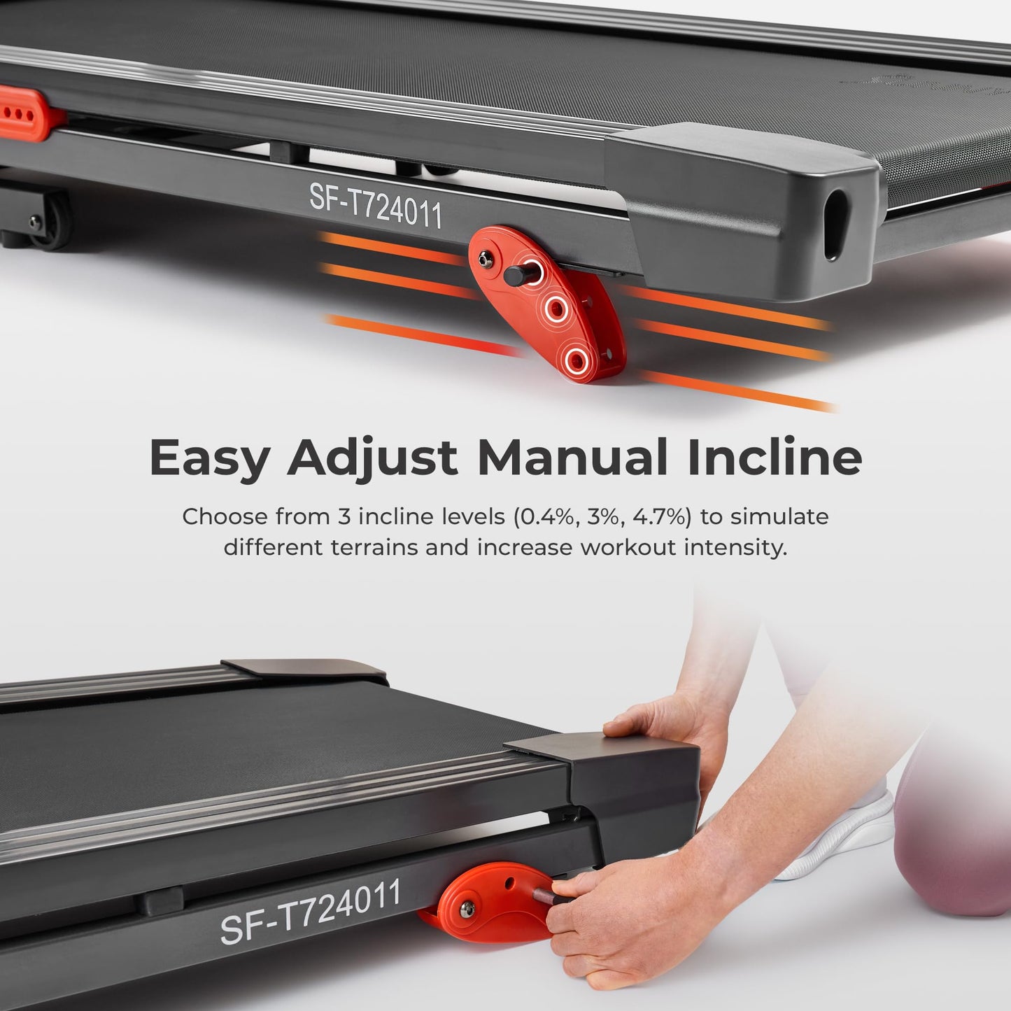 Sunny Health & Fitness Active 300 Smart Manual Incline Wi-Fi Treadmill - Foldable Running Machine with Bluetooth, 2HP, Shock Absorption and SunnyFit Fitness App - SF-T724011