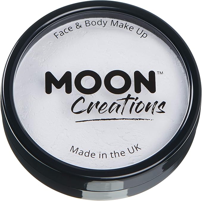 Pro Face & Body Paint Cake Pots by Moon Creations - White - Professional Water Based Face Paint Makeup for Adults, Kids - 1.26oz