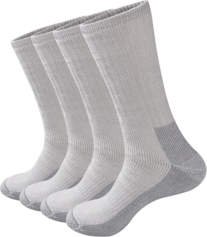 GKX Men's Merino Wool Moisture Wicking Outdoor Hiking Trekking Work Cushion Crew Socks 9-11,10-13