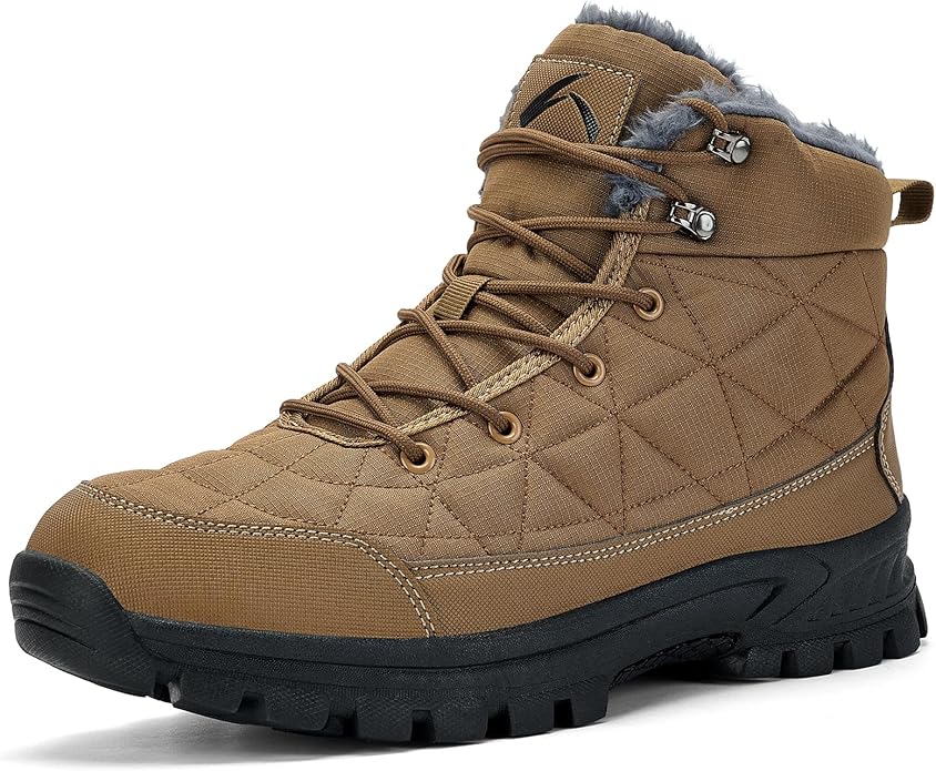 UPSOLO Men's Snow Winter Boots Lightweight Waterproof Fur Lined Anti-slip Cold Weather Shoes