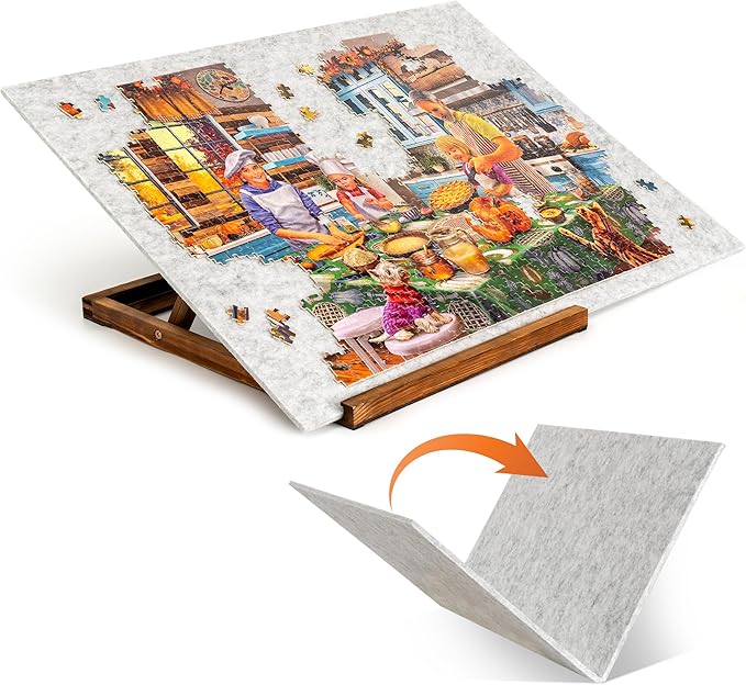 Tektalk Foldable Jigsaw Puzzle Board with 3 Angle Adjustable Bracket/Stand, Lightweight Portable Puzzle Mat Plateau with W...