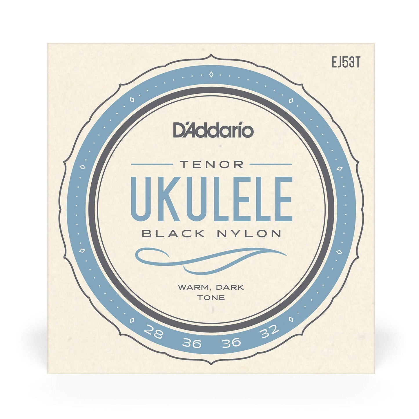 Daddario Tenor Ukulele Strings, Black Nylon, Ej53T, 4-String Set, Pack Of 1