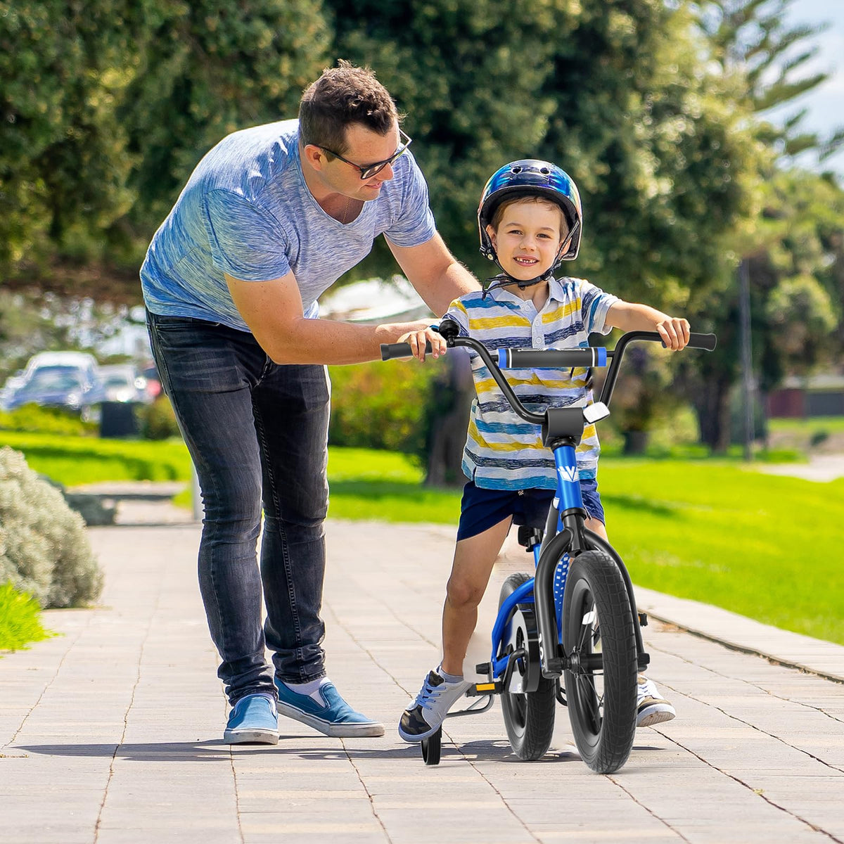 XJD 12 14 16 Inch Kids Bike BMX Style Bicycle with Training Wheels Coaster Brake for 1-10 Years Old Toddlers Boys Girls Multiple Colors (Blue, 12 Inch)