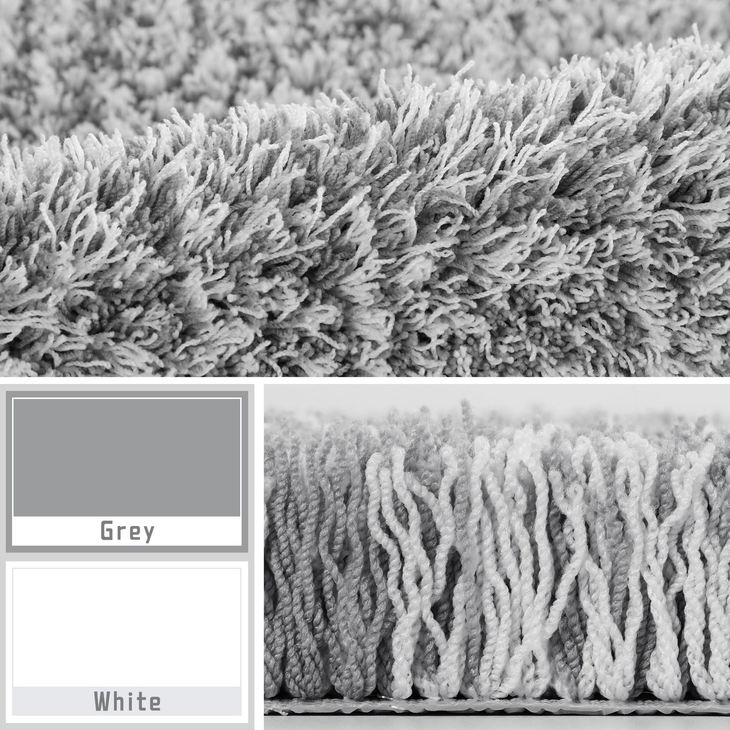 Yimobra Bathroom Rugs Non Slip Washable 36x24, Ultra Soft and Water Absorbent Bath Mats, Plush Fluffy Shower Mat Outside, Luxury Microfiber Thick Matts for Bathroom Floor/Tub, Light Gray and White