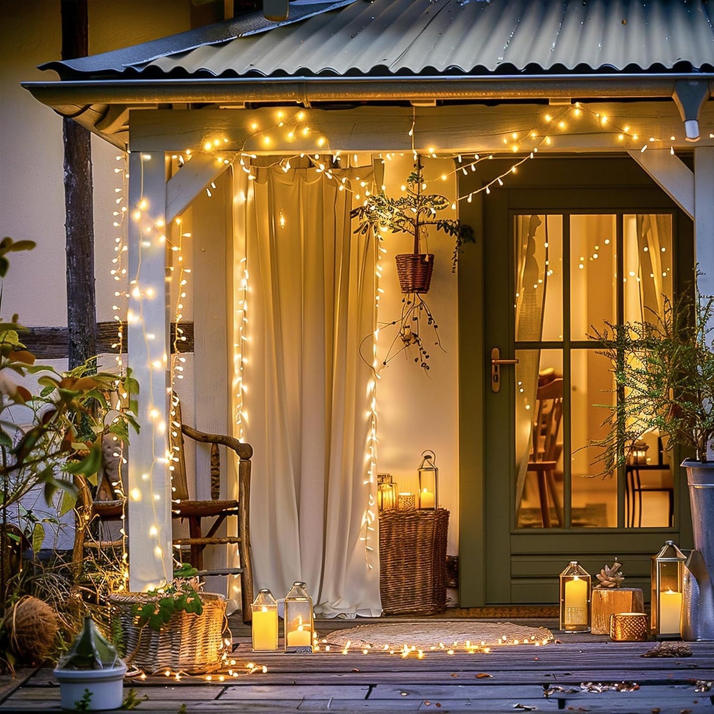 JMEXSUSS 400 LED String Lights Indoor Outdoor Waterproof, 132 ft Warm White Christmas Lights Plug in with Remote, 8 Modes Led String Lights for Outside Patio Holiday Party Bedroom Classroom Decor