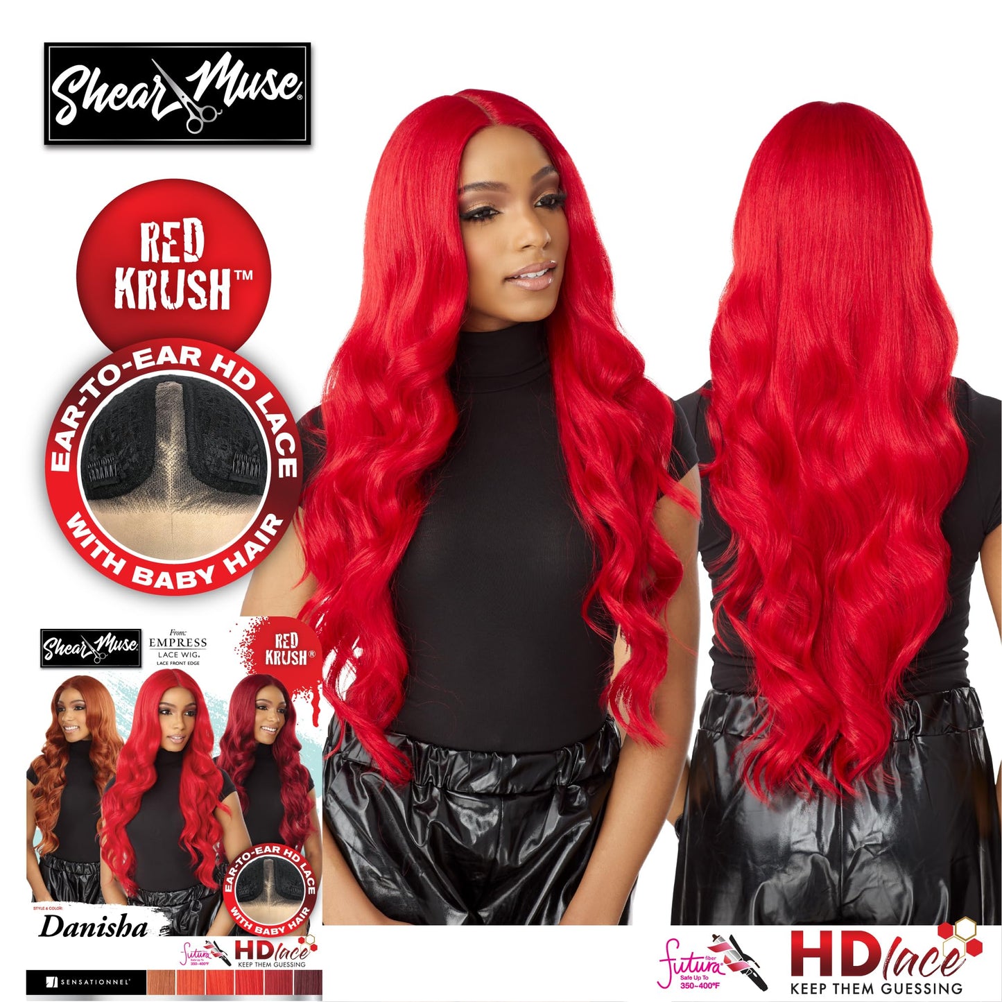 Sensationnel Shear Muse Lace Wig - Danisha Deep Laceparting Hand Tied Ready to Wear Synthetic Prestyled Units (APPLERED)
