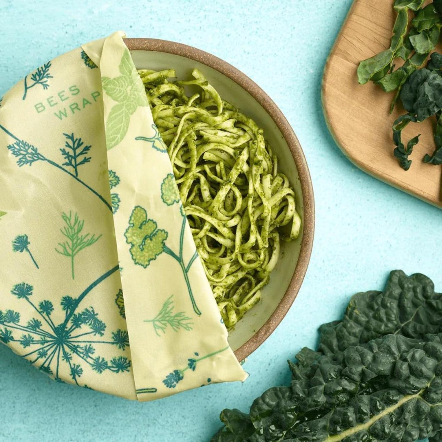 Bee's Wrap Vegan Beeswax Wraps for Food - Cut to Size 14x52" Wax Paper Roll - Made in USA Reusable Waxed Paper Bowl Covers, Organic Eco-Friendly Alternative to Aluminum Foil, Herb Garden