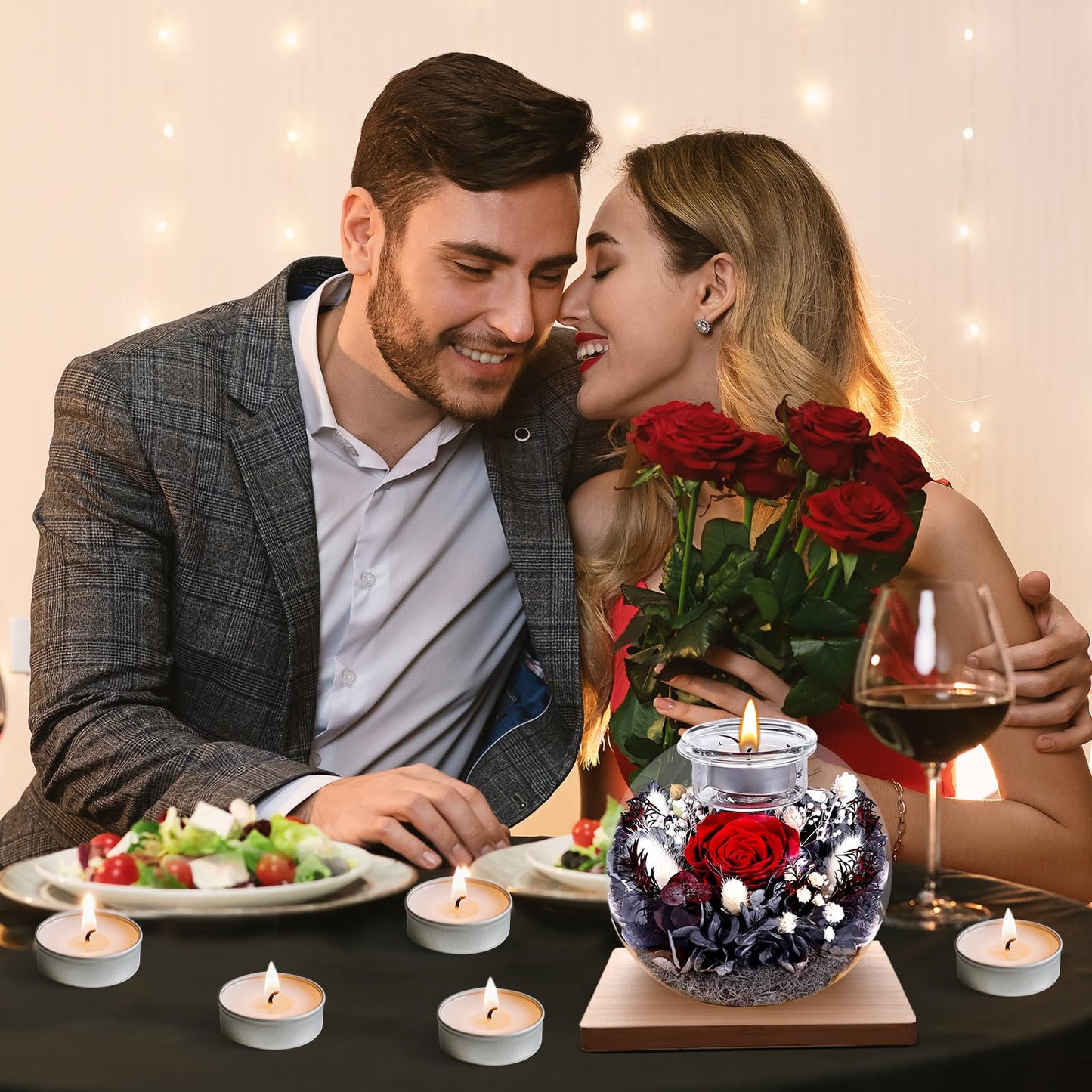 Preserved Roses - Birthday Gifts for Her, Preserved Flower in Glass Dome with Scented, Romantic Gifts for Women, Wife, Girlfriend on Birthday, Wedding Anniversary, Thanksgiving Day, Christmas Day-Red