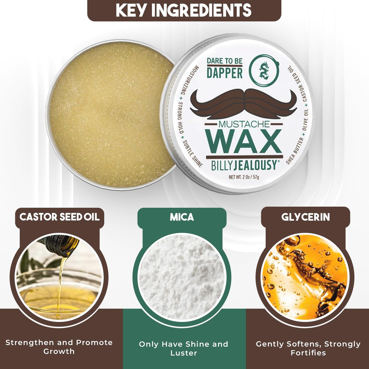 Billy Jealousy Bulletproof Strong Hold Mustache Wax, Conditioning Travel-Friendly Styling Product with Woodsy Lavender, Tropical