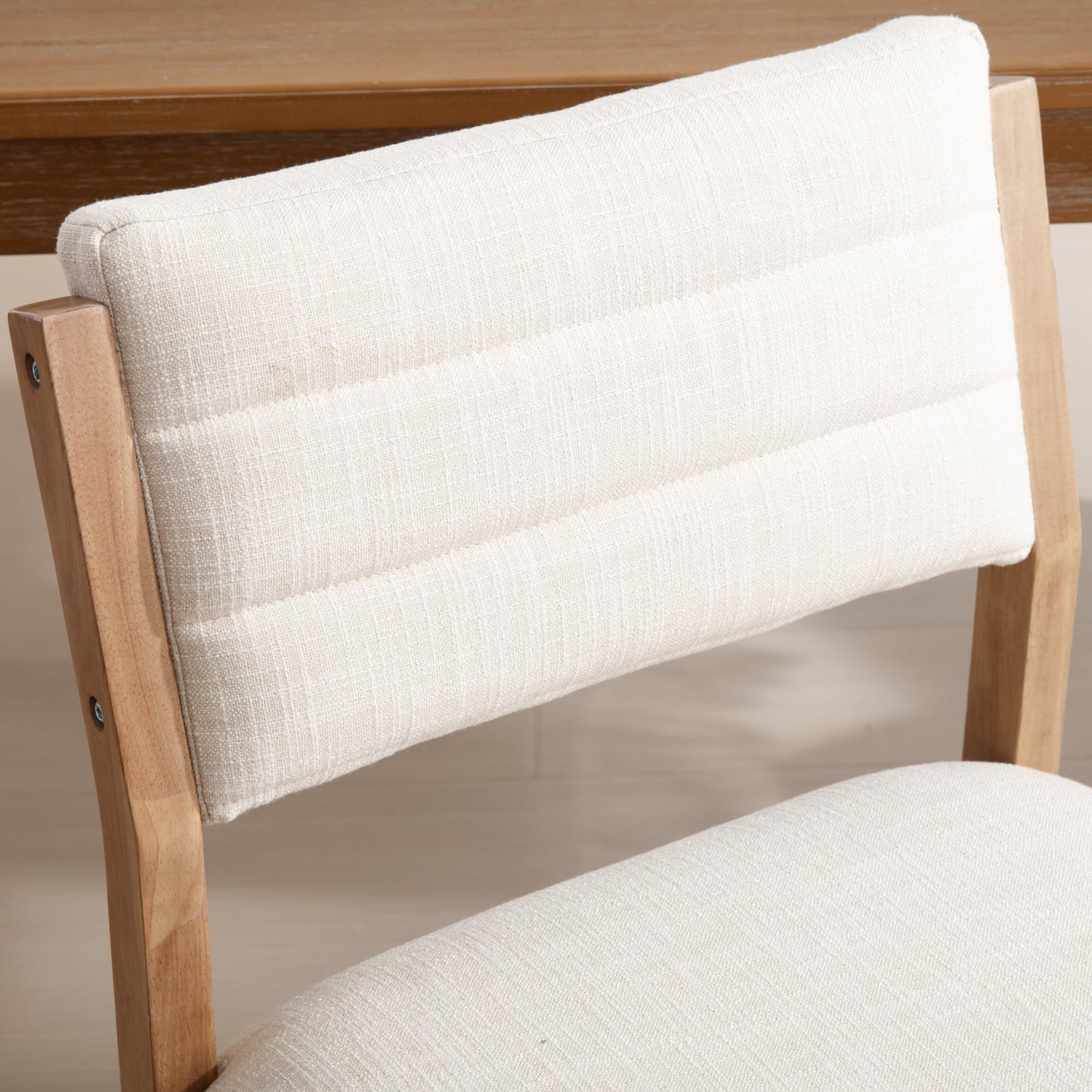 RIVOVA Linen Dining Chairs Set of 4, Comfortable Upholstered Seats with Wood Legs, Mid Century Modern Chairs for Kitchen, Living, Bedroom, Restaurant, Beige