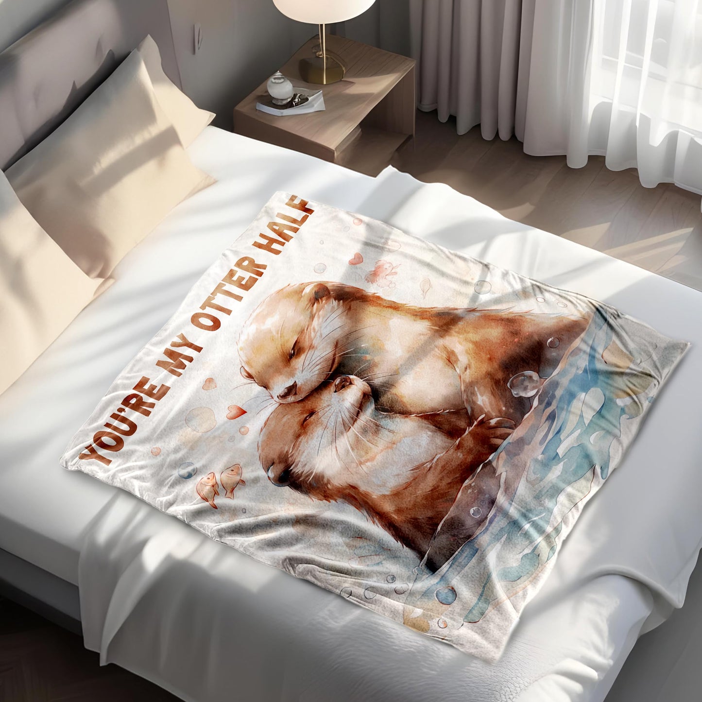 HeartGlint Romantic Gifts for Girlfriend Boyfriend Birthday, I Love You Gifts for Her Him, Soft Flannel Love Otter Blanket, Anniversary Birthday Gifts for Girlfriend Boyfriend Her Him