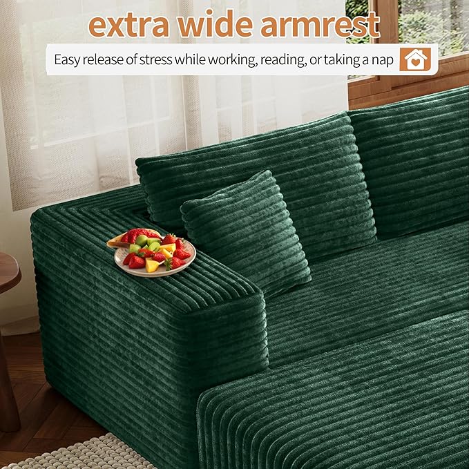 Fancyfire 108" Cloud Modular Sectional Couch with 2 Ottoman,Ultimate Comfort U-Shaped Deep Seat Sofa,Boneless Couch Upholstered 3-Seater Sofas for Living Room, No Assembly Required(Green)
