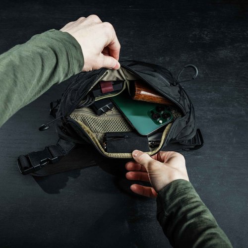 Eberlestock Bando Bag XL - Tactical Men's Fanny Pack w/Adjustable Waist Belt, Zippered Pockets, Compact Lightweight Belt Bag, Everyday Hip Pouch for Travel Outdoor Running Hunting, Black