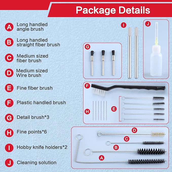 23 Pcs Air Spray Gun Cleaning Kit, Automotive Use Airbrush Cleaning Kit for Cleaning HVLP Paint Gun Airbrush Nozzles, Multi-Purpose Airbrush Set with Nylon Brush Mini Brush Needle and Bottle
