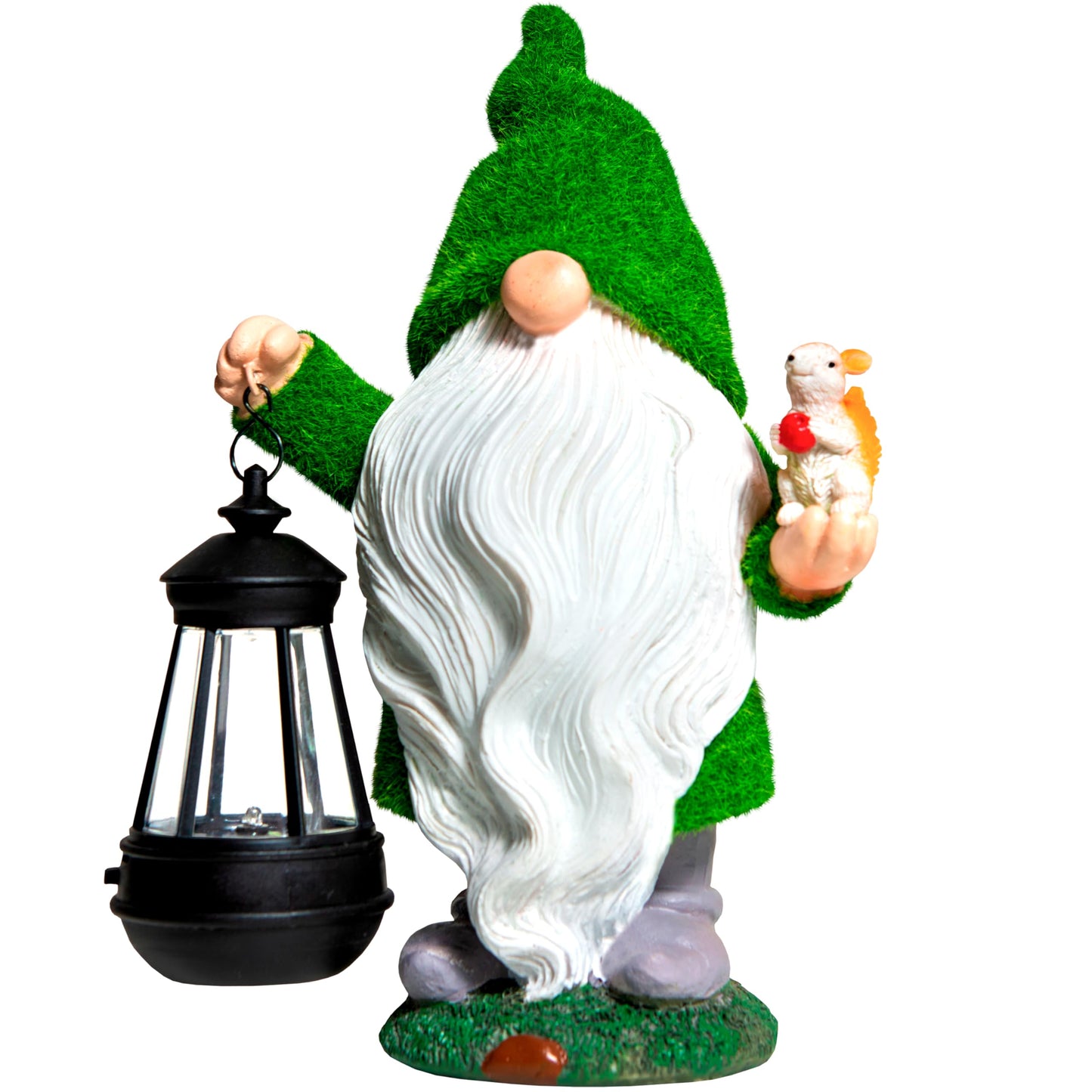 Redwix Garden Gnome with Squirrel 11.8'', Garden Statues Outdoor Clearance with Solar Lantern, Garden Gnomes Outdoor Funny for Yard and Patio Decor
