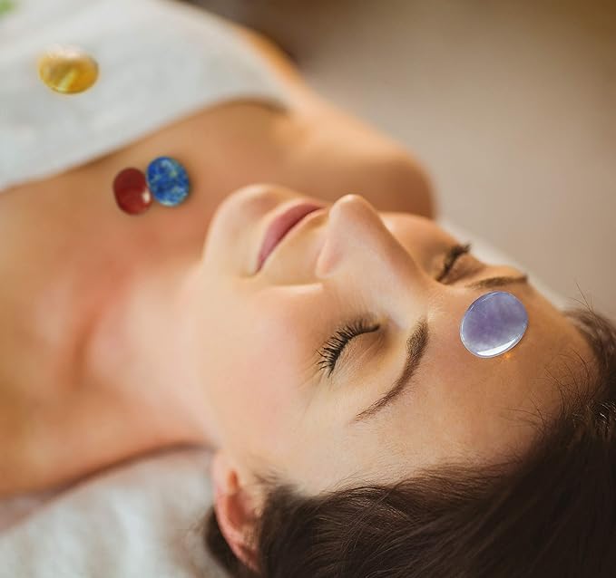 Mina Heal Chakra Stones 8 PCS Kit, Oval Shape, Tumbled & Polished, for Use in Grounding Balancing Soothing Meditation Reiki or as Worry Stones, Hot Spa Rock & Massage