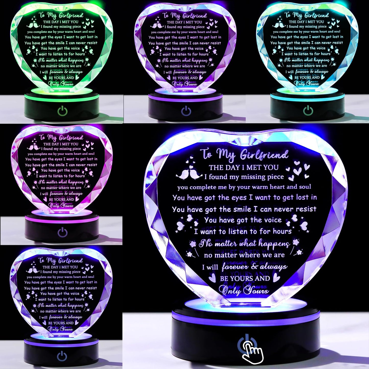Gifts for Girlfriend with Light Base, Girlfriend Gifts from Boyfriend, Romantic Anniversary Birthday Gifts for Girlfriend Her Valentines Christmas I Love My Girlfriend Gift for Women