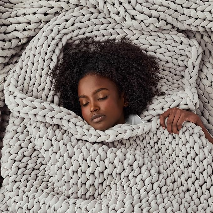 Bearaby Weighted Blanket 10 lbs (40"x64") – Moonstone Grey – Recycled Polyester – Eco-Friendly, Heavy Throw for Adults – Soft, Breathable, Sustainable Comfort