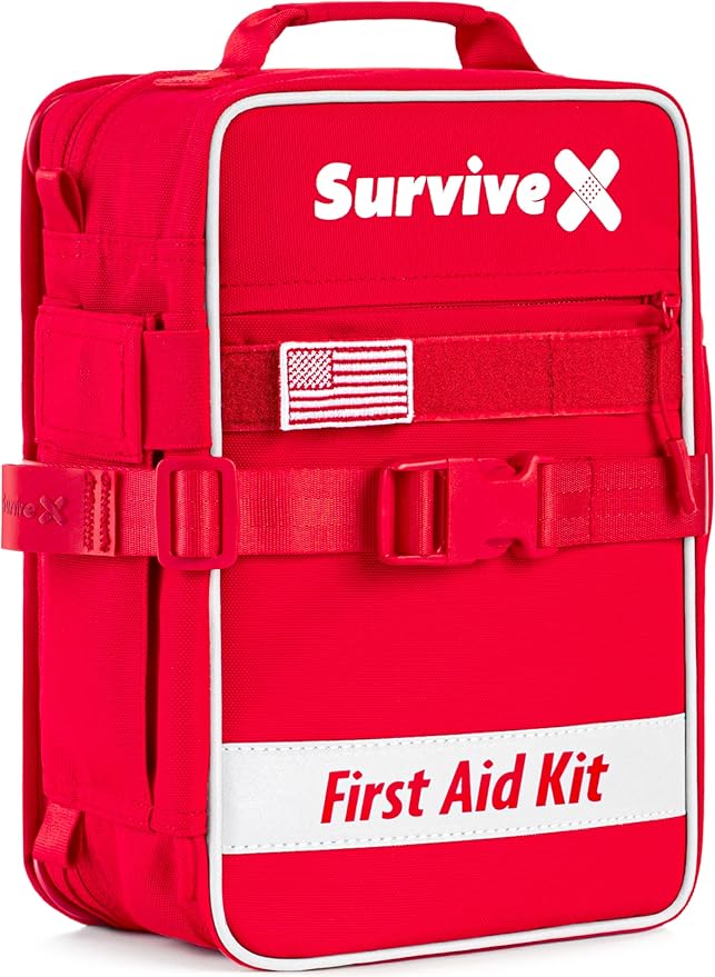 SurviveX Large First Aid Kit for Car, Travel & Home - Emergency Kit for Hiking, Camping, Backpacking and Outdoors - Includ...