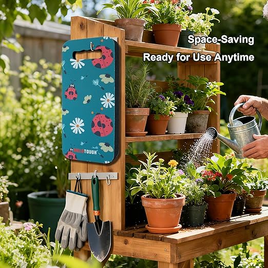MELOTOUGH Garden Kneeling Pad, 1" Thick Soft NBR Foam Kneeling Pads for Gardening, Cleaning, Work - Lightweight & Comfortable, 15.75"x7.2" (Ladybug)