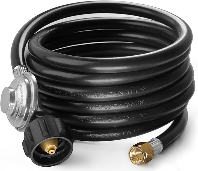 DOZYANT 12 Feet Universal QCC1 Low Pressure Propane Regulator Grill Replacement with 12 FT Hose for Most LP Gas Grill, Hea...