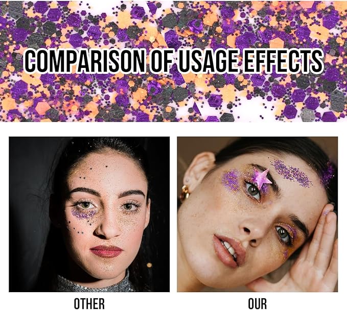 Brzeaf Waterproof Face and Body Glitter Stick, Shimmery& Long Lasting, Hair Eyeshadow Face Body Glitter, Singer Concert Music Rave Festival, Glitter Stick Makeup & Face Glitter Gel