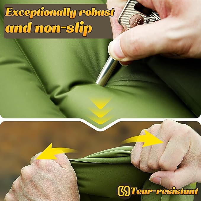 Camping Sleeping Pad, Ultralight Camping Mat with Pillow, Built-in Foot Pump Inflatable Sleeping Pads Compact for Camping Backpacking Hiking Traveling Tent,Double,Green.