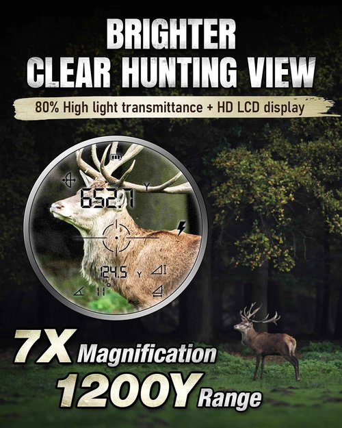 Takenjoy Upgrade Range Finder for Hunter, 1200Y Laser Range Finder, High Transmittance HD LCD Display with 7X Magnification, Waterproof, Speed Mode, Rechargeable, Lightweight for Archery