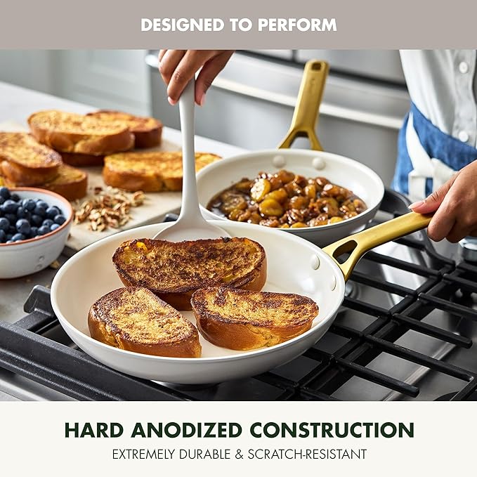 GreenPan Nonstick Reserve Pro 10” & 12” Frying Pan Set, NSF Certified Ceramic, Hard Anodized PFAS-Free Skillets, Stainless Steel Handles, Oven & Dishwasher Safe, Oyster Gray