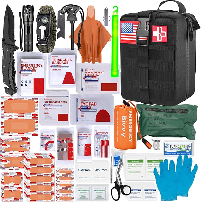 [New Upgrade] First Aid Kit, Survival Gear Outdoor Tactical Gear Set First Aid Kits Military Grade Molle System for Camper...