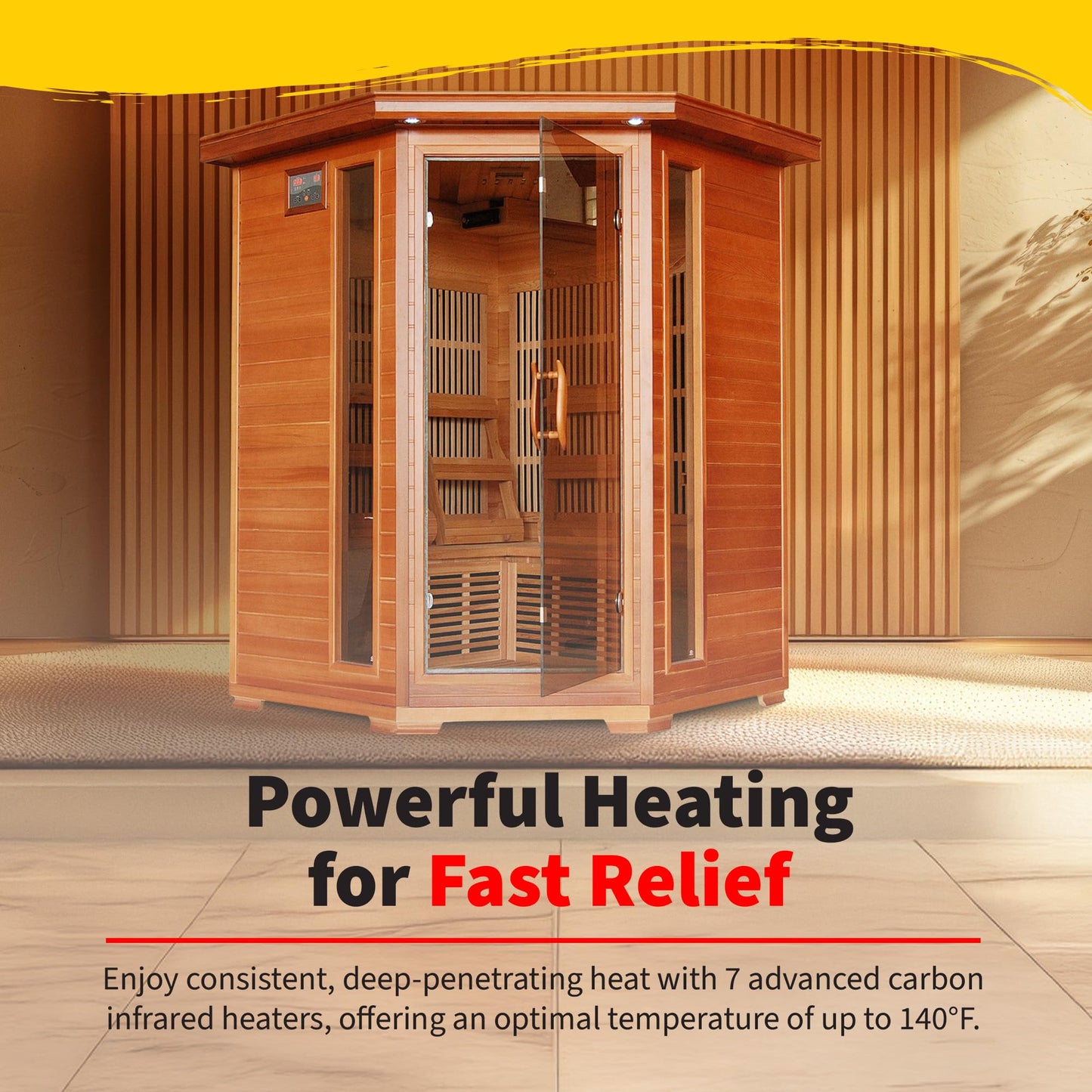 Blue Wave Hudson Bay 3-Person Cedar Corner Infrared Sauna with 7 Carbon Heaters