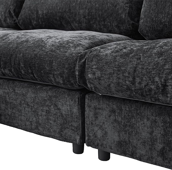 Modular Sectional Sofa with Ottoman,167inch U Shaped Convertible Cloud Couch,8 Seater Convertible V Shaped Living Room Sets,Cover Washable and Replaceable Couches for Living Room,Black