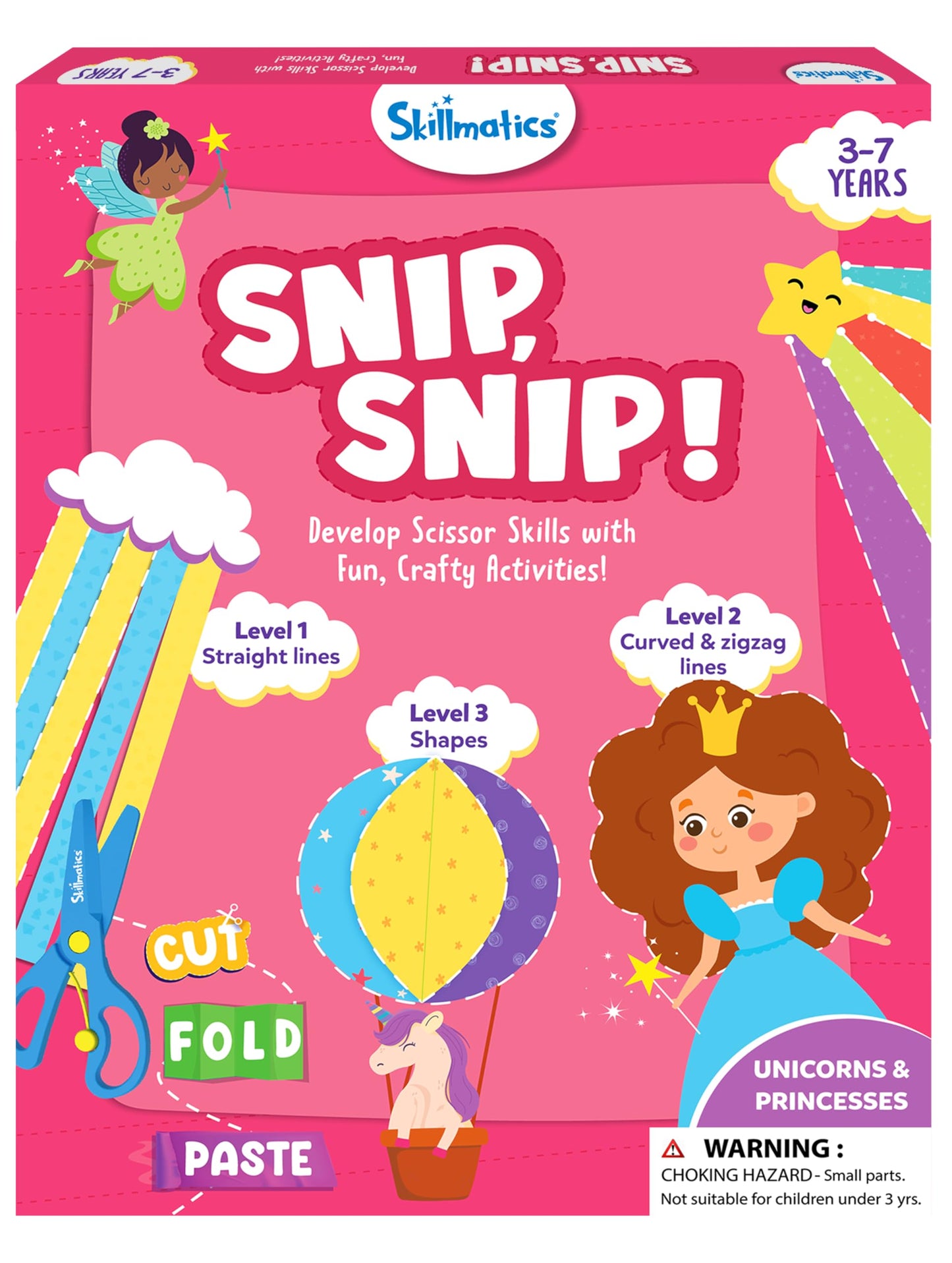 Skillmatics Scissor Skills Activity Book - Snip Snip, 25 Fun Cutting & Creative Activities for Preschoolers, 2 Child-Safe Scissors, Fine Motor Skills Craft Kit, Gifts for Kids Ages 3, 4, 5, 6, 7