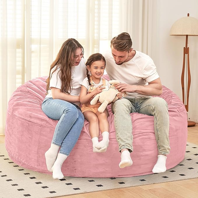 HABUTWAY Bean Bag Chair: Giant 6' Memory Foam Furniture Bean Bag Chair with Microfiber Cover - 6Ft,Pink